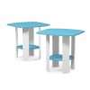 FURINNO End Side Table, Wood, Light Blue/White, 2-Pack