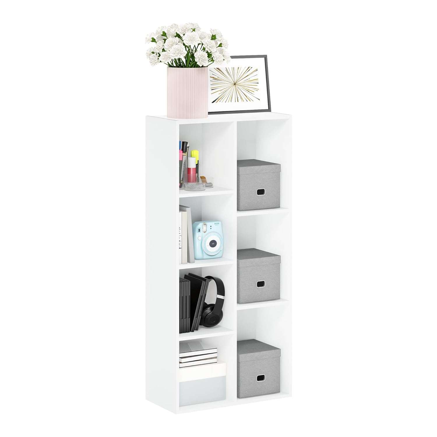 Furinno Luder 7-Cube Reversible Open Shelf, White