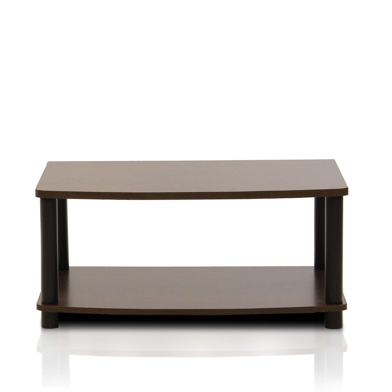 Furinno Turn-N-Tube No Tools 2-Tier Elevated TV Stands, Dark Brown/Black