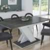Furneo Tavolo 02 â€“ Modern Extendable Dining Table Only, 120â€“160 cm, Grey Marble Effect Finish