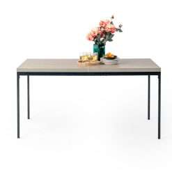 FurnitureR Dining Table, Kitchen Table in Grey Wood Pattern, Metal Frame Rectangular Kitchen Table with Non slip Feet for Dining Room Living Room, 150x75x75cm, Grey Desktop &...