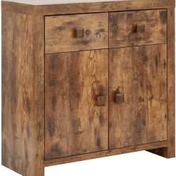 GFW Jakarta Mango 2 Door 2 Drawer Compact Sideboard Distressed Style Multi Unit, 80 cm Width x 35 cm Depth x 80 cm Height