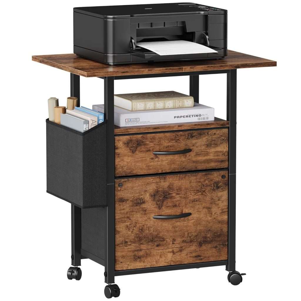 GYIIYUO 2 Drawer File Cabinet with 24” Extended Desktop, Mobile Filing ...