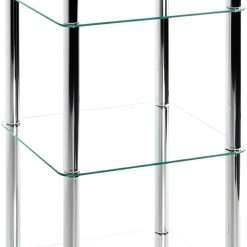 HAKU MÃ¶bel Rack Chrome, Metal, Tempered Glass - Size: W 39 cm X H 107 cm X D 39 cm, Style: Modern