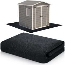 Haull Outdoor Storage Shed Floor Mat Waterproof Outdoor Carport Mat Thickened Soft Patio Furniture Mat Washable with Non Slip Backing, Storage Shed Not Included (8.2 x 8.2 ft)