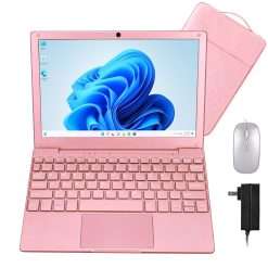 HBESTORE Mini Laptop, 10.1" 8GB RAM 128GB SSD, IPS Display with Intel Celeron N4020 Processor (up to 2.8GHz), Lightweight and Powerful with Windows 11 OS Small Computer.(Rose Gold)