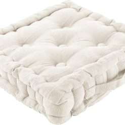 Home Bed & Bath 100% Cotton Booster Cushion Chunky Thick Seat Pads Adults Chair/Armchair/Garden Chair/Dining (Cream, 1 Seat)