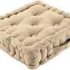 Home Bed & Bath 100% Cotton Booster Cushion Chunky Thick Seat Pads Adults Chair/Armchair/Garden Chair/Dining (Latte, 4 Seats)