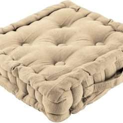 Home Bed & Bath 100% Cotton Booster Cushion Chunky Thick Seat Pads Adults Chair/Armchair/Garden Chair/Dining (Latte, 4 Seats)