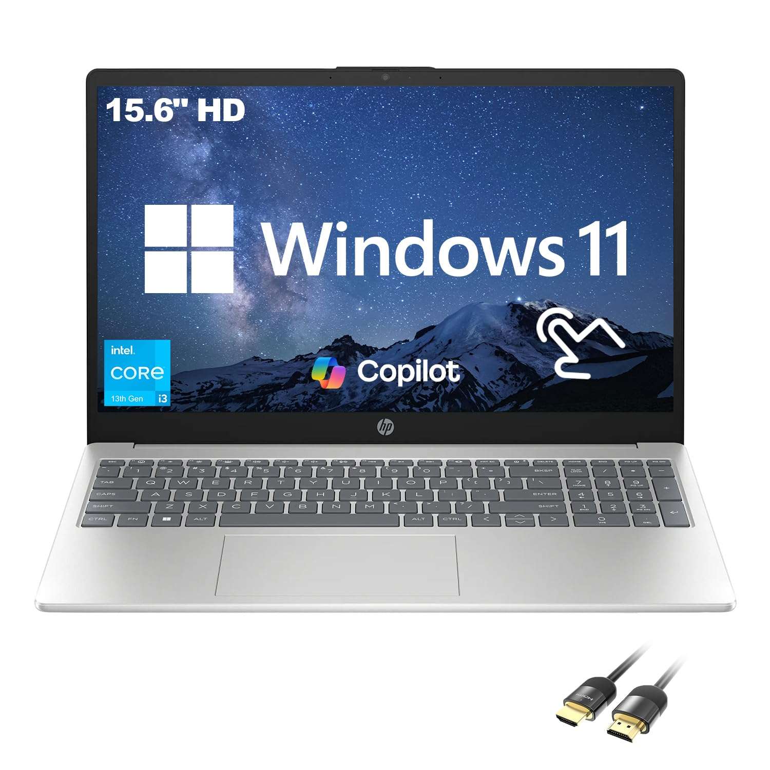 HP 2025 New 15.6" HD Touchscreen Laptop, Intel i3-1315U, 32GB RAM, 1TB SSD, AI Copilot, PDG HDMI Cable, US Version KB, For Business & Student, Windows 11