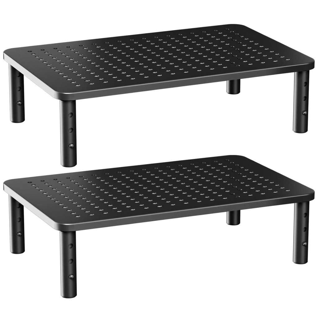 Computer Monitor Riser Adjustable Stand HUANUO 2-Pack Monitor Stand – 3 Height Adjustable Monitor Riser for ...