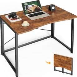 Huuger Folding Desk for Small Spaces, 31.5 Inch Foldable Computer Table, for Home Office, Study, Bedroom, Dorm, Space Saving, Small Writing Work Office Computer Desk, Easy to...