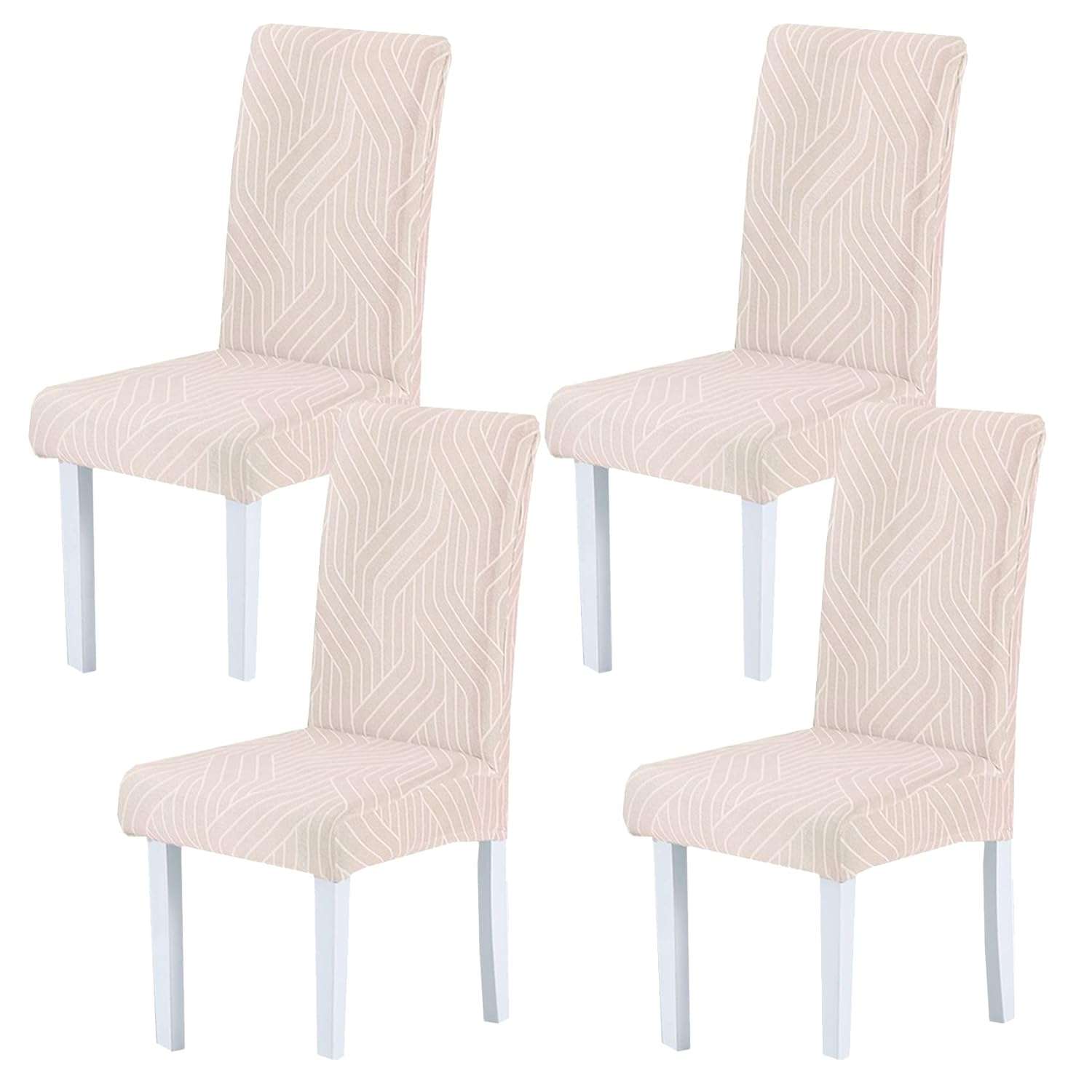 HZDHCLH Chair Covers Slipcovers 4/6 PCs Stretch Removable Washable Short Dining Chair Protector Cover Seat for Hotel,Dining Room,Ceremony (Ash streak,4 PCS)