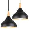 iDEGU Set of 2 Retro Pendant Ceiling Lights Modern Drop Style Hat Lampshade E27 Ceiling Light Retro Light Fixture in Metal Wood Pendant Lamp for Bedroom, Dining Room, Kitchen, Φ...