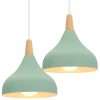 iDEGU Set of 2 Retro Pendant Ceiling Lights Modern Drop Style Hat Lampshade E27 Ceiling Light Retro Light Fixture in Metal Wood Pendant Lamp for Bedroom, Dining Room, Kitchen, Φ...