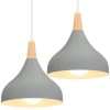 iDEGU Set of 2 Retro Pendant Ceiling Lights Modern Drop Style Hat Lampshade E27 Ceiling Light Retro Light Fixture in Metal Wood Pendant Lamp for Bedroom, Dining Room, Kitchen, Φ...