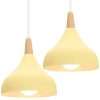 iDEGU Set of 2 Retro Pendant Ceiling Lights Modern Drop Style Hat Lampshade E27 Ceiling Light Retro Light Fixture in Metal Wood Pendant Lamp for Bedroom, Dining Room, Kitchen, Φ...