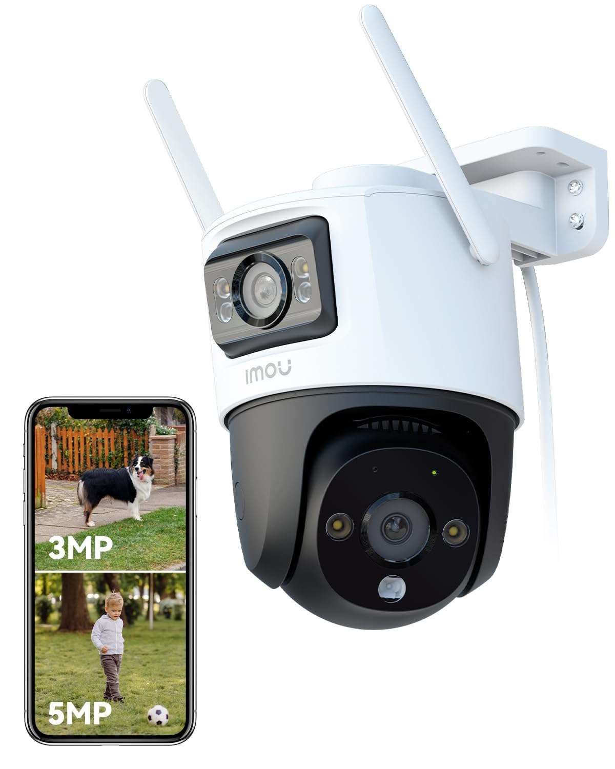 Imou 2-in-1 4K Outdoor Security Camera Dual-Lens, CCTV Camera Wireless Wi-Fi Outdoor with 30M Night Vision, Home Security Camera 360°Full Coverage, Human/Auto/Motion Detection,...