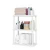 IRIS USA 3-Tier Light Duty Plastic Shelving 150lb Capacity, White - 50lbs Per Shelf, Bathroom Wall Organizer Indoor Storage and Organization in Home Garage Office Easy Assembly