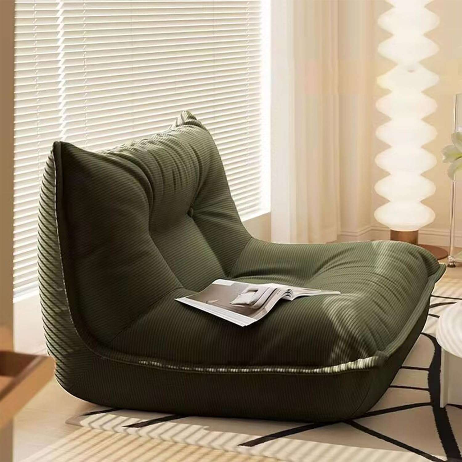 JWSYBD Caterpillar Bean Bag Chair Furniture Sofa Couch Lounge Reading for Living Room Home Decorative Upholstered Armless Side Chairs Modern Armless Accent Chairs (Green)