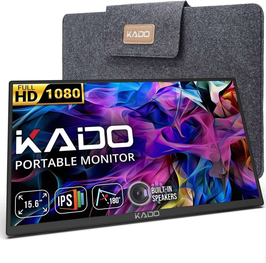 Kado 15.6″ FHD 1080P Portable Monitor, USB-C HDMI, Ultra Thin IPS ...
