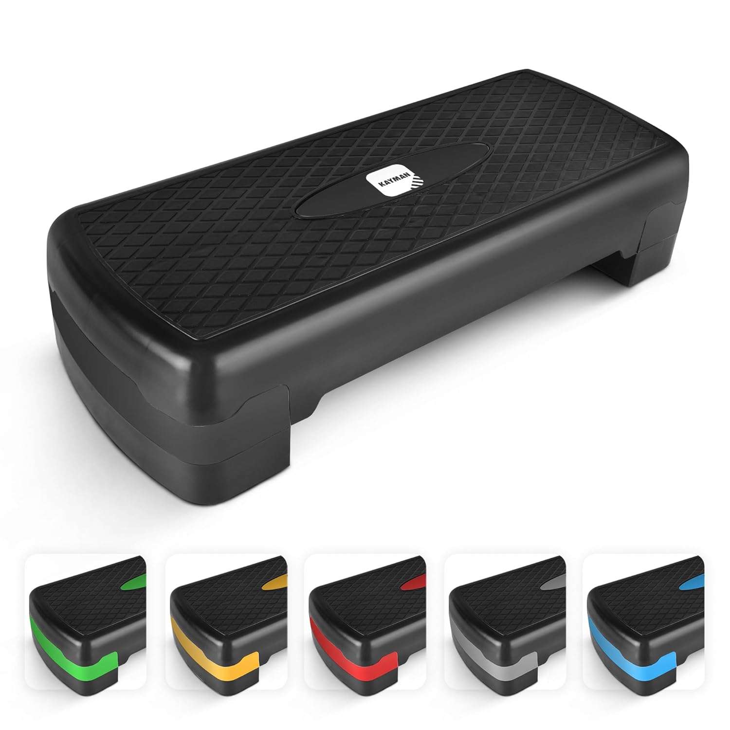 KAYMAN Exercise Steps – Fitness Stepper for Home & Gym, Suited for Aerobics, Cardio, Weights, Yoga, DVD Workout – Adjustable Multi Step Level Heights – Perfect Equipment...