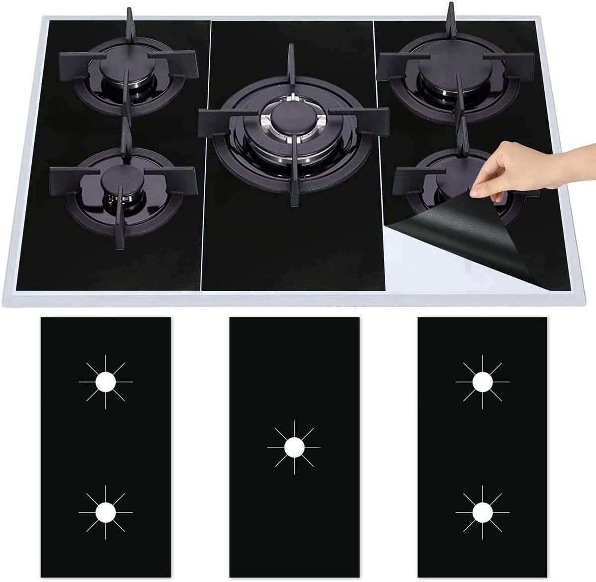 Keyohome Gas Hob Range Protectors Universal Gas Stove Protectors Reusable Gas Stove Burner Covers Heat-Resistant Gas Stove Mat Cooker Protector for Home Kitchen