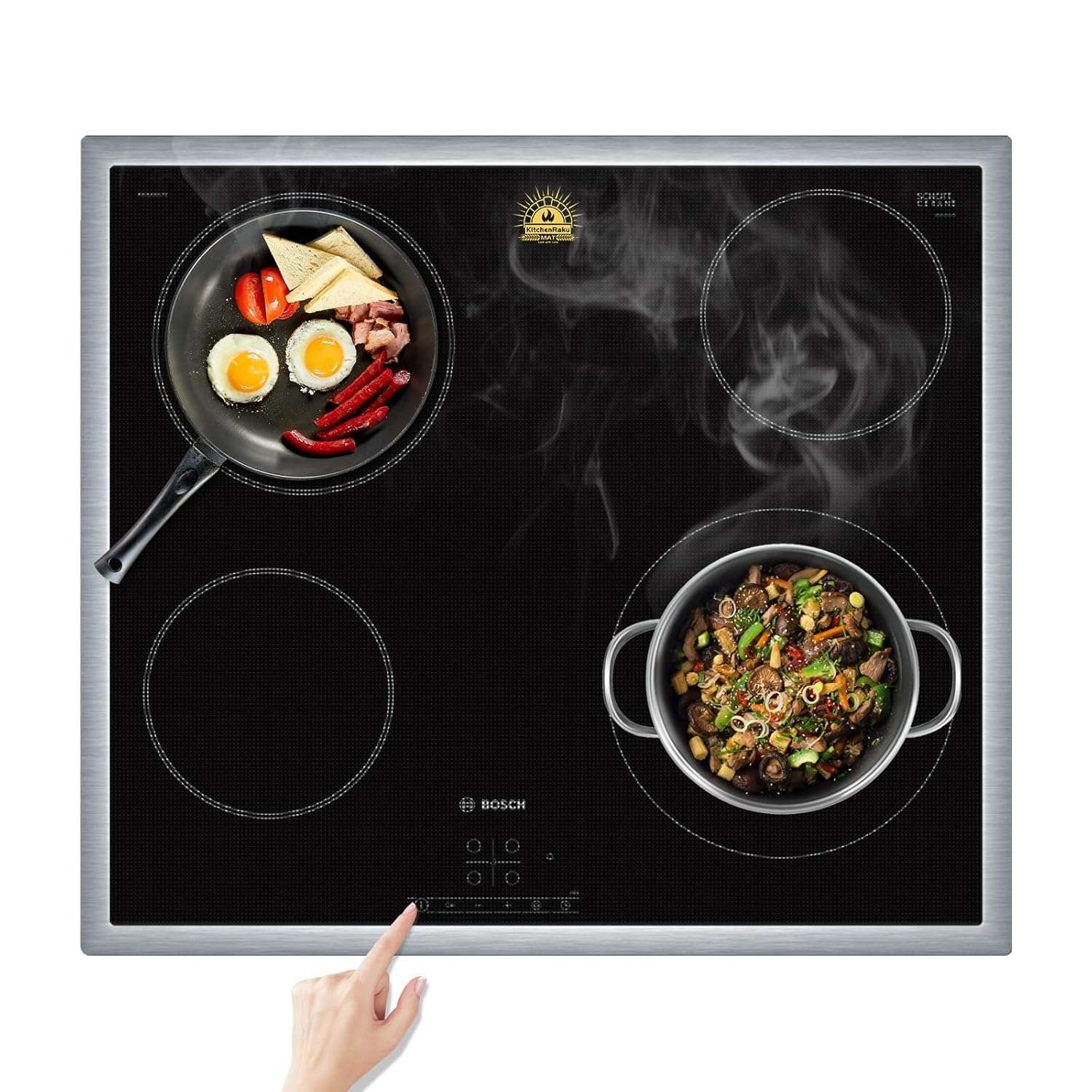 KitchenRaku Large Translucent Induction Hob Protector Mat 78x52cm, Induction Hob Cover - (Magnetic) Cooktop Scratch Protector - for Induction Stove,Multifunctional Silicone Mats
