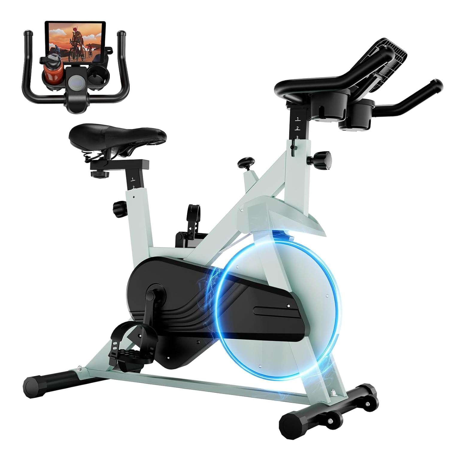 Lacuffy Exercise Bike Indoor Cycling Bike 136 kg Weight Capacity Magnetic Stationary Bike Fitness Spin Bike with LCD Display and APP for Home