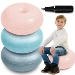 Lewtemi 3 Pcs Flexible Seating for Classroom Elementary Yoga Ball Chairs for Kids Donut Exercise Ball Chair Inflatable Yoga Ball with Inflator for Student Desk Chairs Exercise