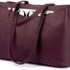 LOVEVOOK Laptop Bags for Women 15.6inch, Ladies Handbags Tote Bag PU Leather for Work Office Business School, Large Womens Hand Bag with Laptop Compartments