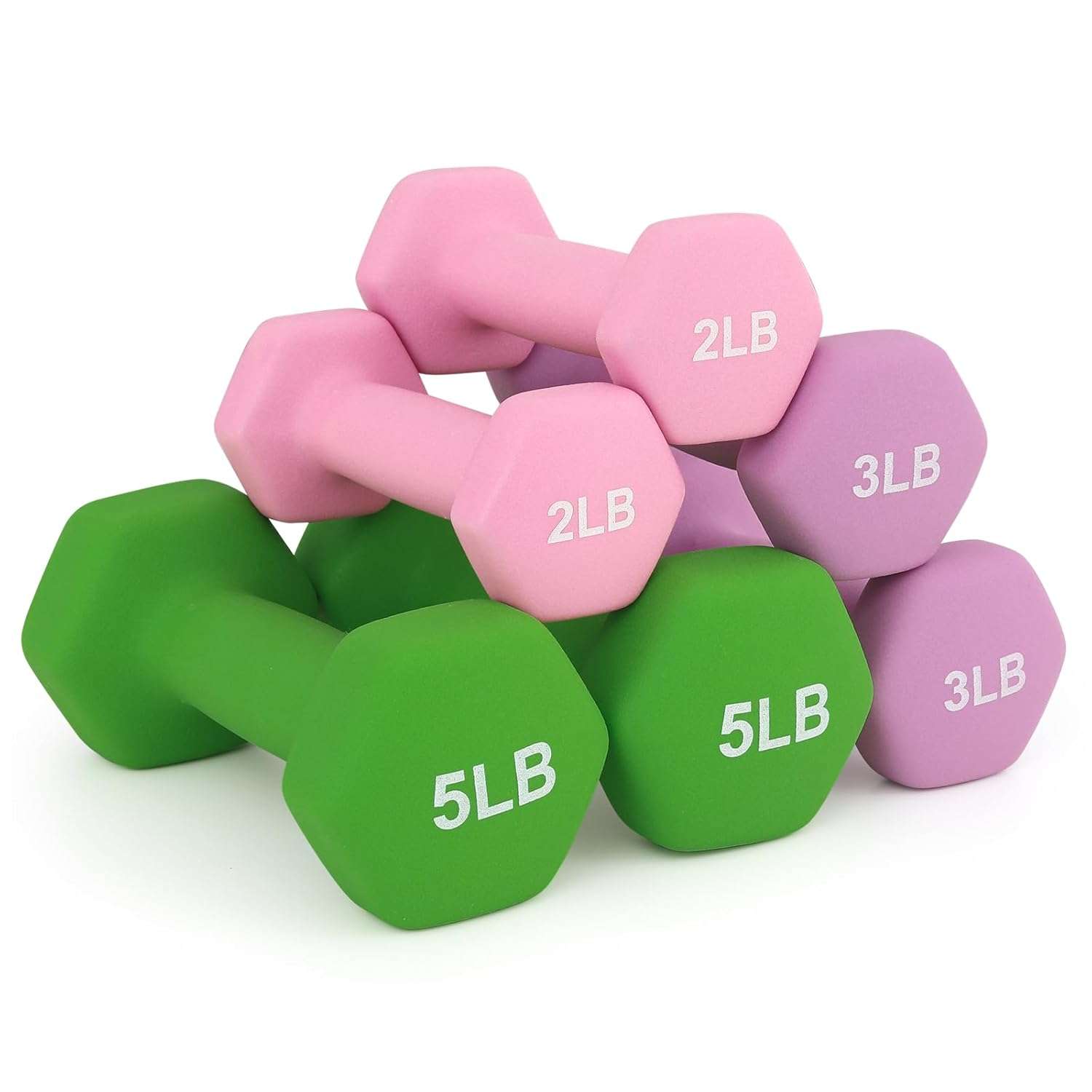MADOG Dumbbell Set, Anti-Slip Neoprene Coated Hexagon Hand Weights for Home Gym Equipment Workouts Strength Training