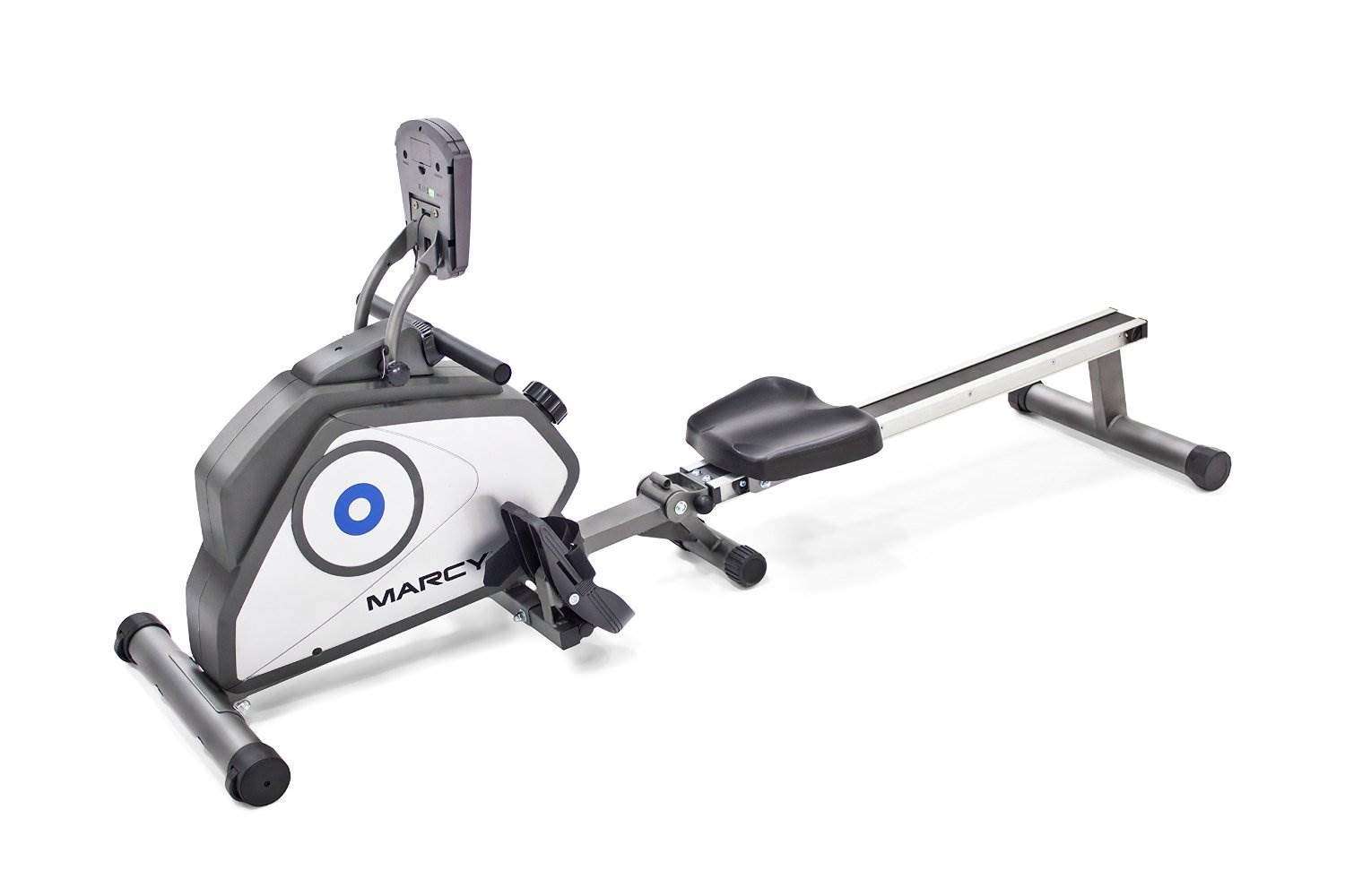 Marcy Compact 8-Level Adjustable Magnetic Resistance Rowing Machine with Transport Wheels