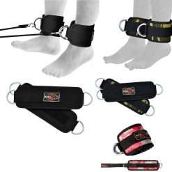 Maxx Ankle Twin D-Ring Strap Multi Gym Cable Attachment Leg Thigh Pulley Lifting