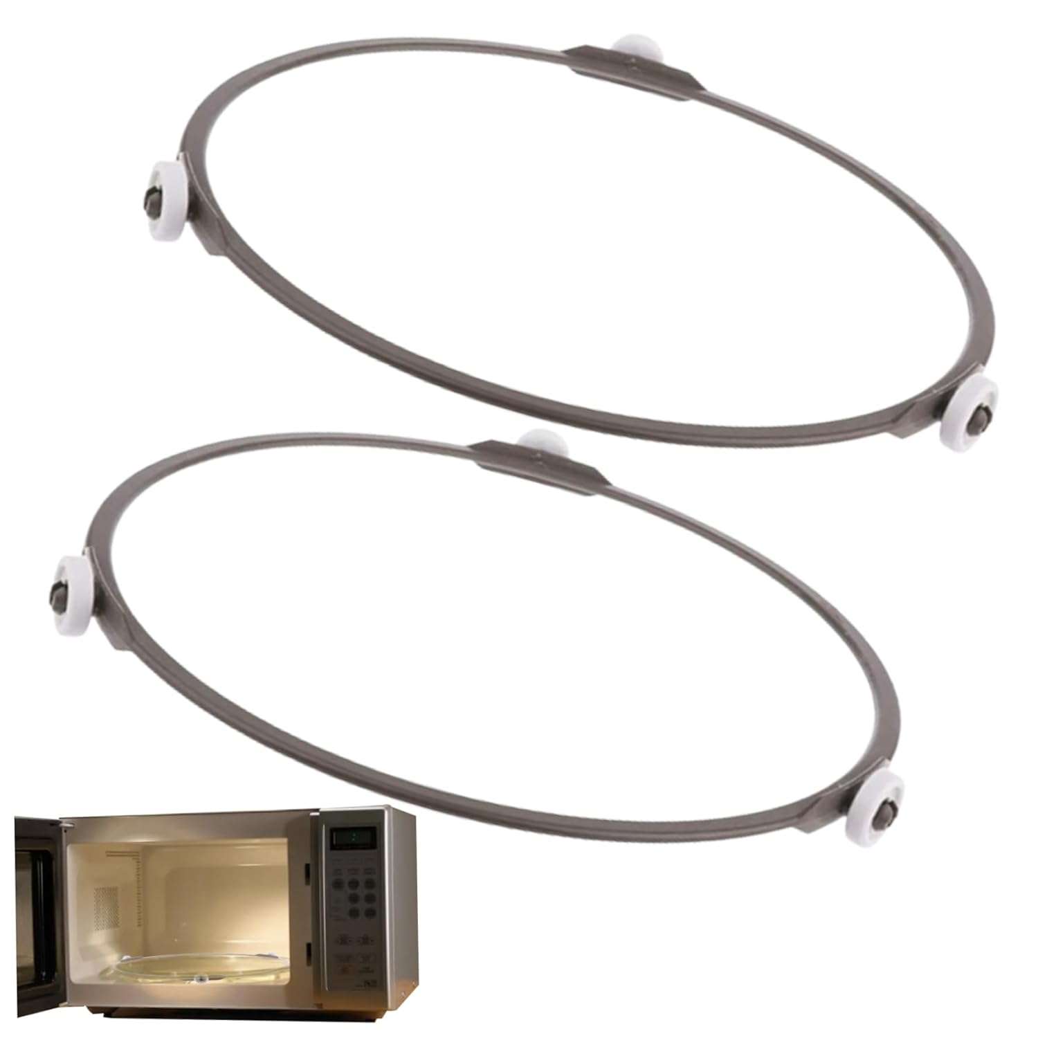 Microwave Turntable Ring 2pcs 7.01 Inch Microwave Plate Replacement Heat-resistant Microwave Roller Ring with 0.55 Inch Rollers for Glass Plate Microwave Roller Ring Microwave...