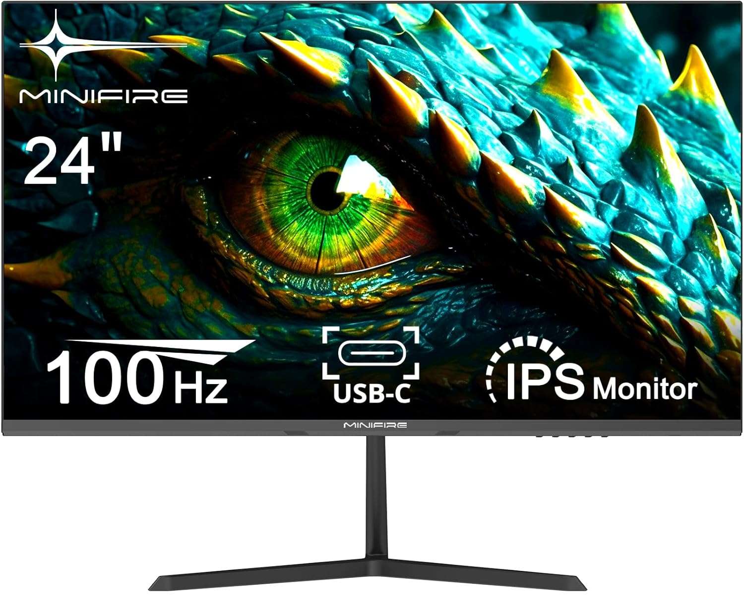 Minifire 24 Inch Monitor, USB Type-C Port, 100Hz,Eye-Care for Business and Office, Ultrathin Bezel, FHD 1080P Computer Monitor PC Screen, FlickerFree, Lowblue Mode, Anti Glare,...