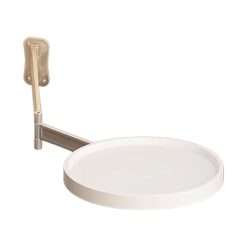 mivceklw Wall Mounted Round Table, Foldable Space-Saving Desk, 180Â° Rotating Floating Shelf, Sturdy Wood, Home Kitchen Offices and Work, Dining Decor, 28 x 28 cm White Black...