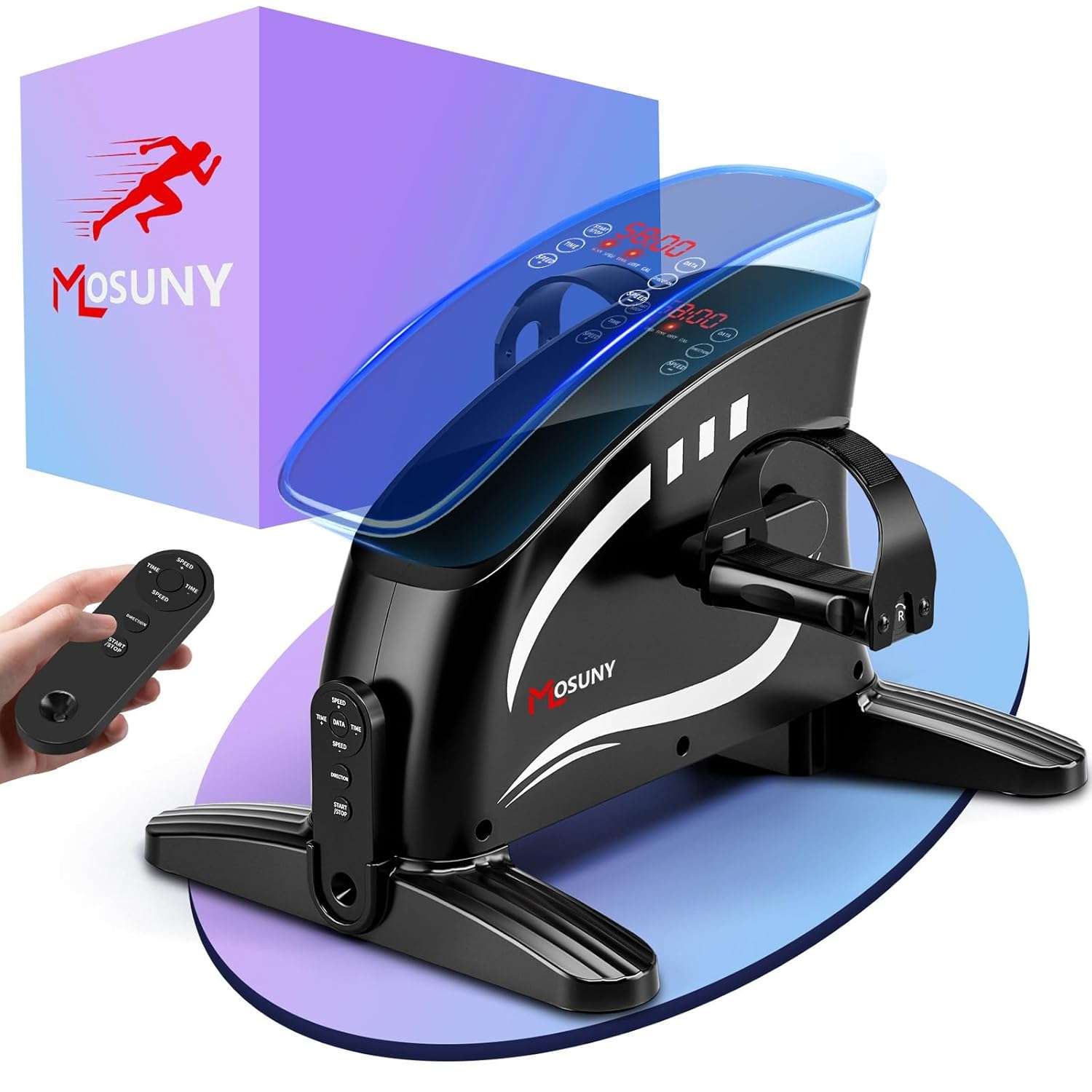 MOSUNY Electric Pedal Exerciser, Mini Exercise Bike Adjustable Speed, Arm/Leg Exerciser for Seniors, Physical Therapy, Under Desk Bike for Home/Office Workout with LCD Display,...