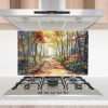 Myphotostation 30.4x25.4cm Autumn Forest Landscape Glass Splashback for stove Tempered Glass Backsplash, Glass Backguards For Kitchen, Stove Wall Protector, Cooker Wall Panel,...