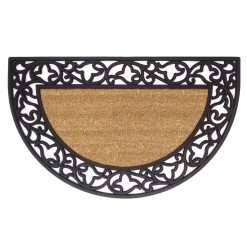 Nedia Home 18022 Rubber Coir 22" x 36" Mat, Acanthus, Half Round, Plain