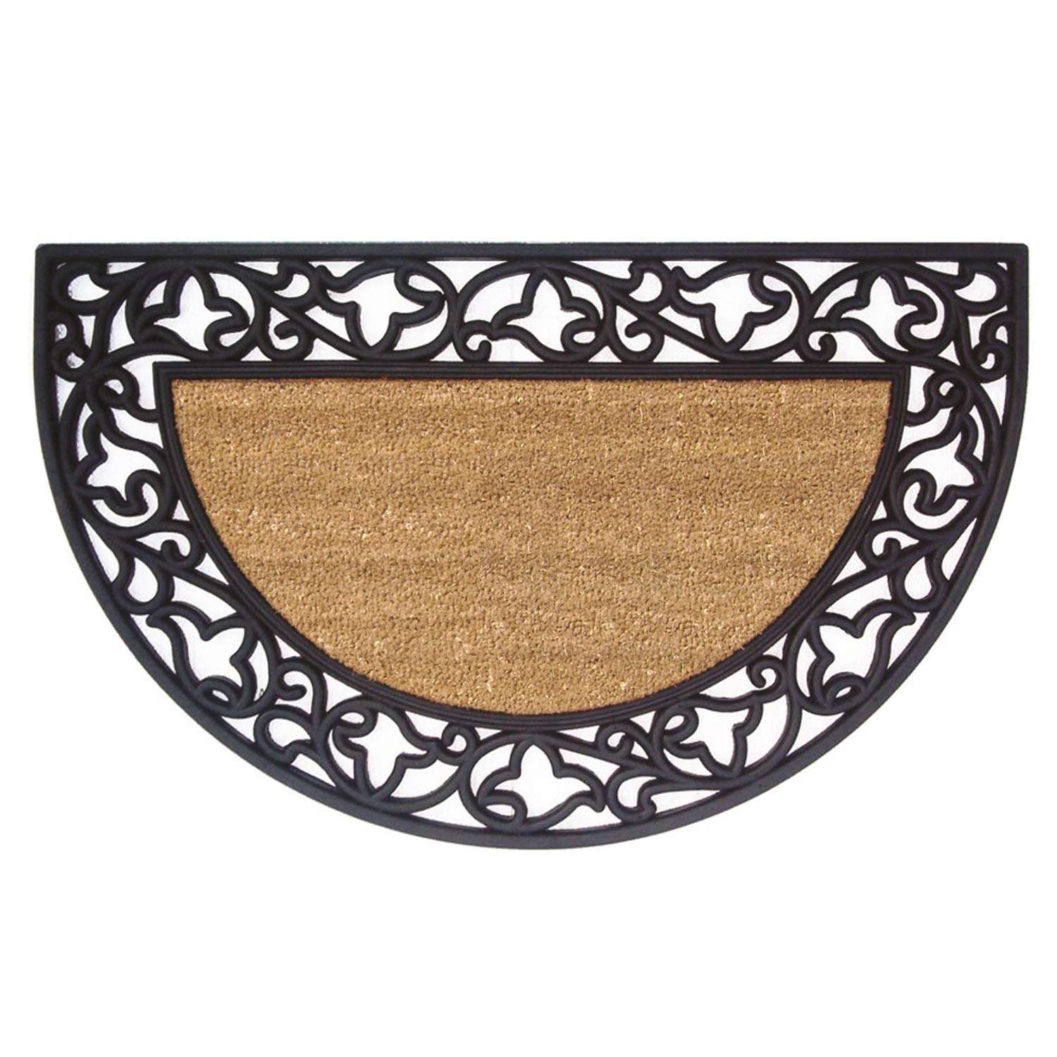 Nedia Home 18022 Rubber Coir 22" x 36" Mat, Acanthus, Half Round, Plain