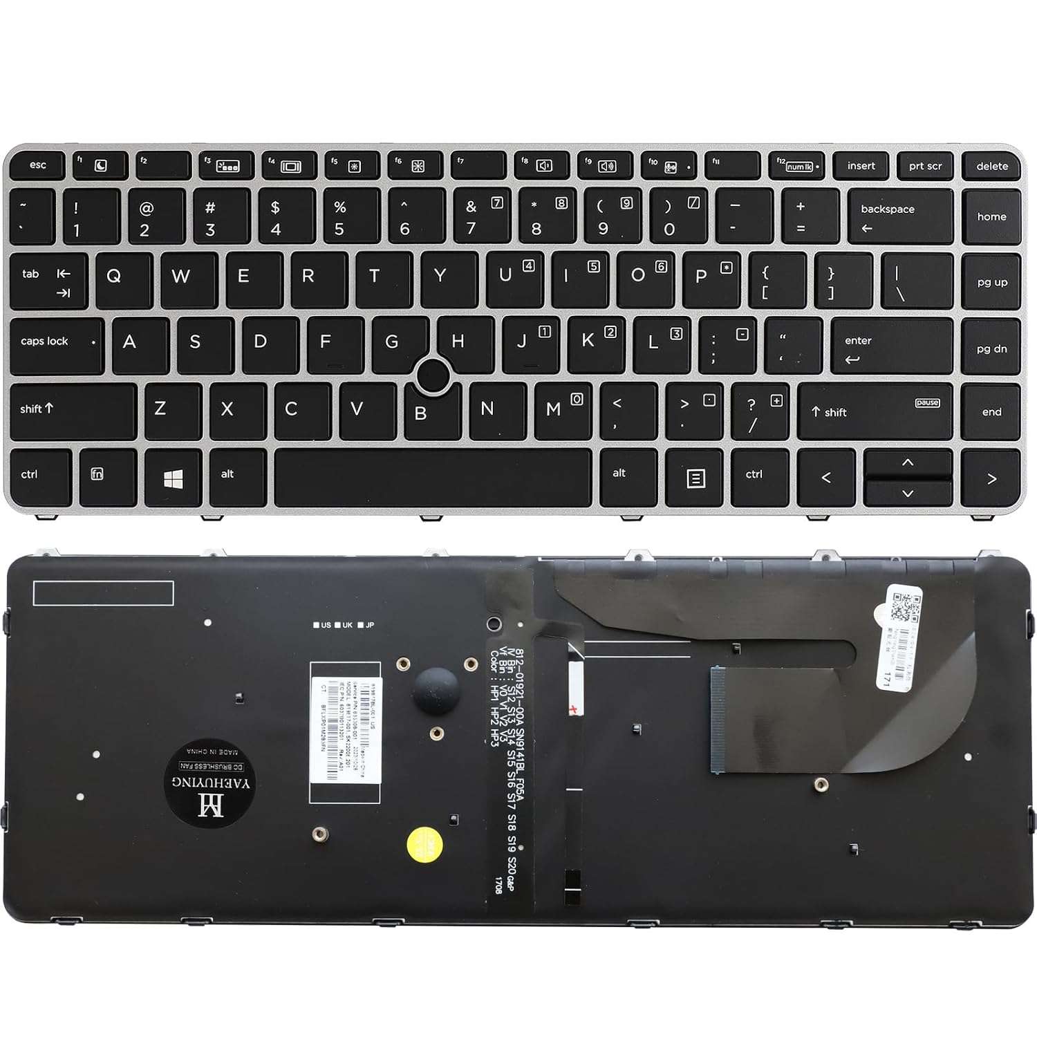 New Backlit Keyboard for HP EliteBook 840 G3 840 G4 745 G3 745 G4 848 G3, P/N 901042-001 903008-001 836308-001 6037B0126901 Silver Frame US Layout Laptop Keyboard (not with...