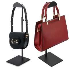 OLegei Set of 2 Adjustable Handbag Display Rack Stainless Steel Purse Display Holder Stand Shoulder Bags,Scarves, Hats, Necklaces Hanging Stand for Boutique Store, Home (Black)