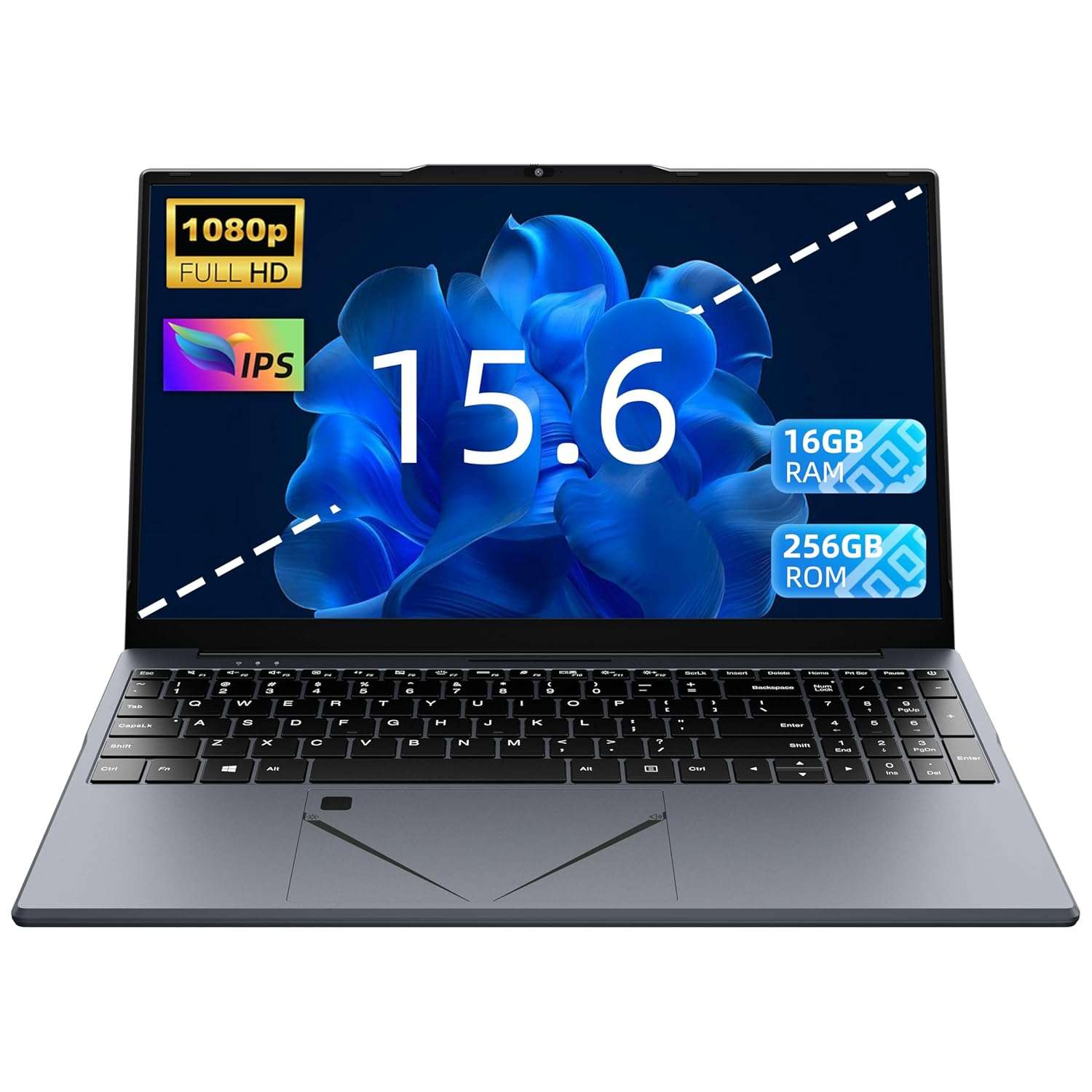 OMSERVB 15.6" Laptop, Ryzen 5 3500U (Up to 3.7GHz) Quad-Core Processor, 16GB DDR4 RAM, 256GB NVMe SSD, Portable Notebook with Adjustable Touchpad & Privacy Webcam Switch (16+256G)