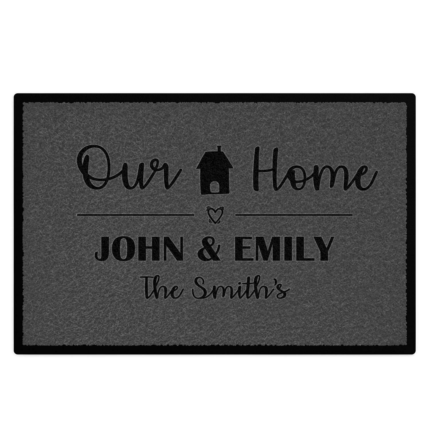 Personalised Our Home Floor Mat Non Slip Indoor Custom Name Doormat House Warming, 90cm x 60cm, White