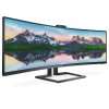 Philips 499P9H- 49 Inch Curved Dual QHD Monitor, 70Hz, 5ms, VA, WebCam, Speakers, USB-C Dock, KVM, Height Adjust (5120 x 1440, 450 cd/m², HDMI/DP 1.4/USB 3.1 / USB-C)