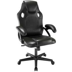 Play haha.Ergonomic high back seat with breathable mesh insert padded armrests tilt adjustment durable base lumbar support PU leather surface for gaming home or office use