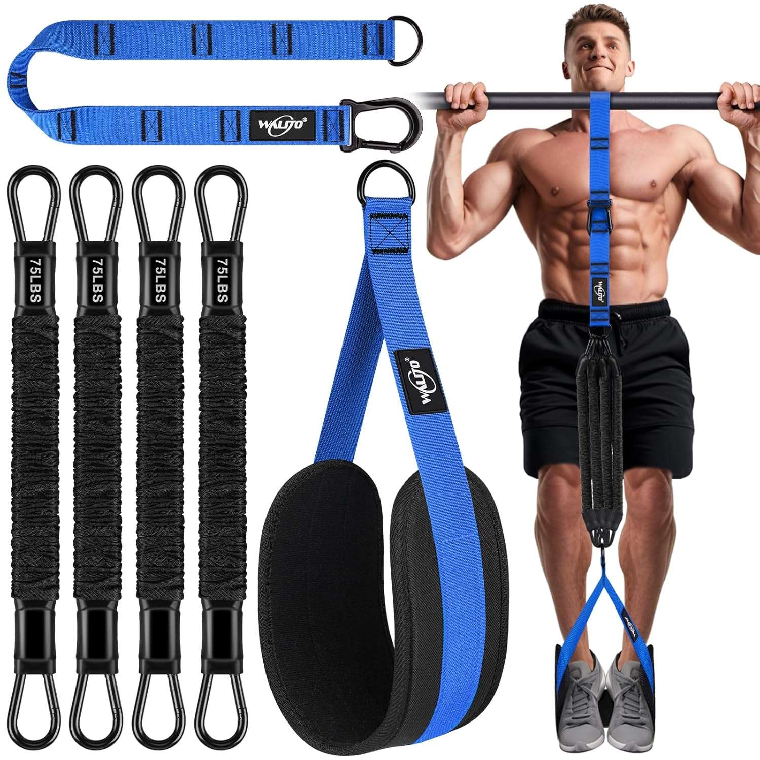 Pull Up Assistance Bands, Heavy Duty Assisted Pull Up Bands for Pull Up Assist, Adjustable Weight/Size with Fabric Feet Mats, Upgrade Pull Up Assist Bands for Strength Training