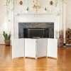Red Lantern 2 ft. Short Woven Fiber Folding Screen - 4 Panel - White