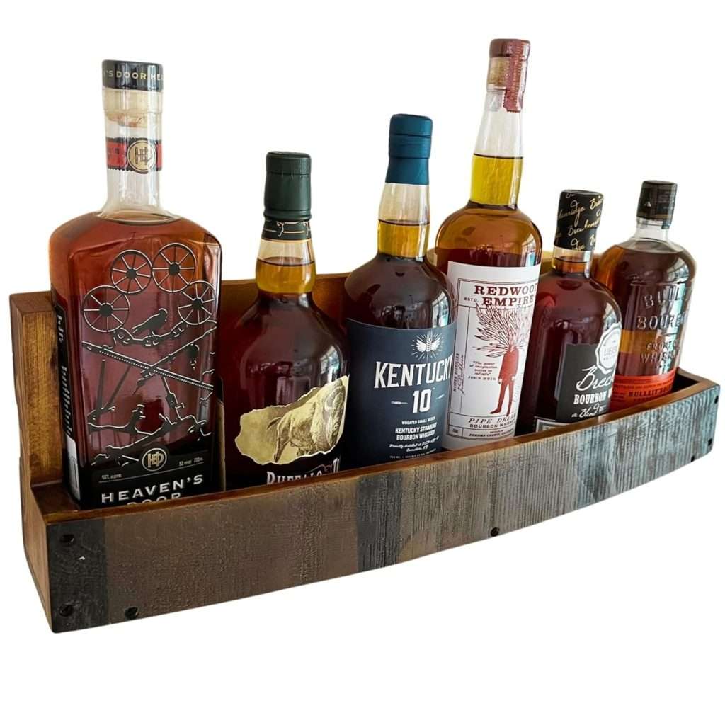 RELODECOR Whiskey & Wine Barrel Shelf – Rustic Wall-Mounted Wooden Rack ...